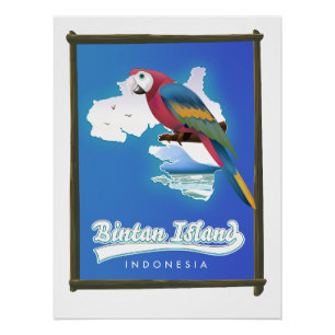 Póster mapa de viagem da ilha Bintan Indonésia