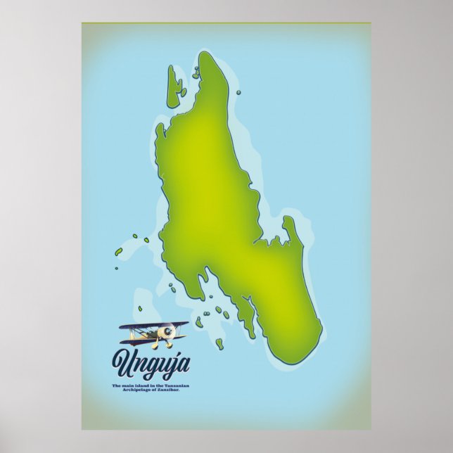 Poster Mapa de viagem da Ilha Unguja (Frente)
