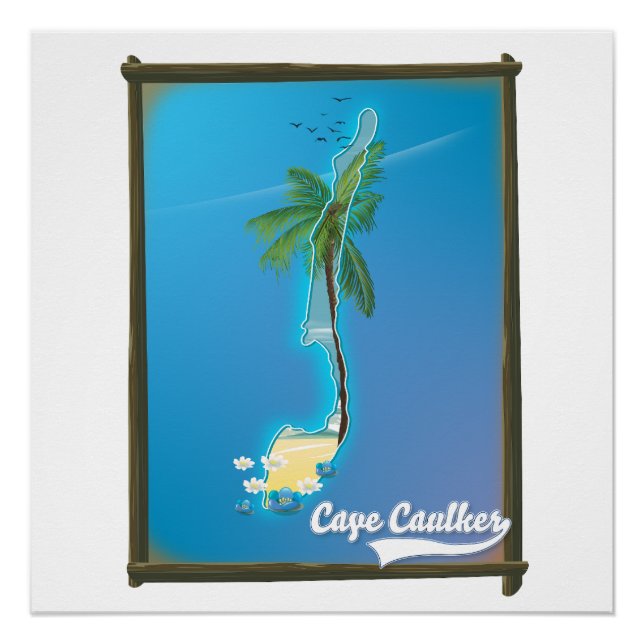 Póster Mapa de viagem de Cape Caulker (Frente)