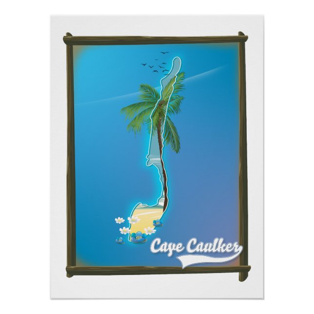 Póster Mapa de viagem de Cape Caulker (Frente)