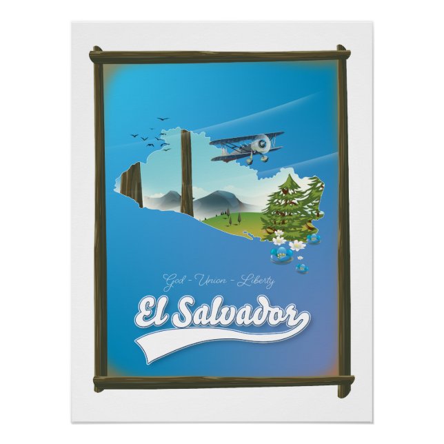 Póster Mapa de viagem de El Salvador (Frente)