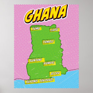 Poster Mapa de viagem de Gana