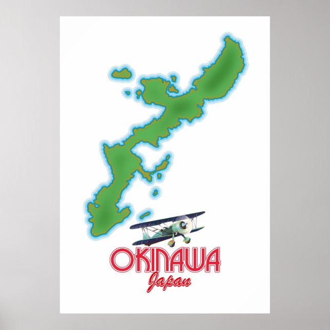 Poster Mapa de viagem de Okinawa Japão (Frente)