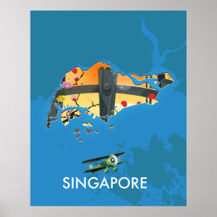 Poster Mapa de viagem de Singapura
