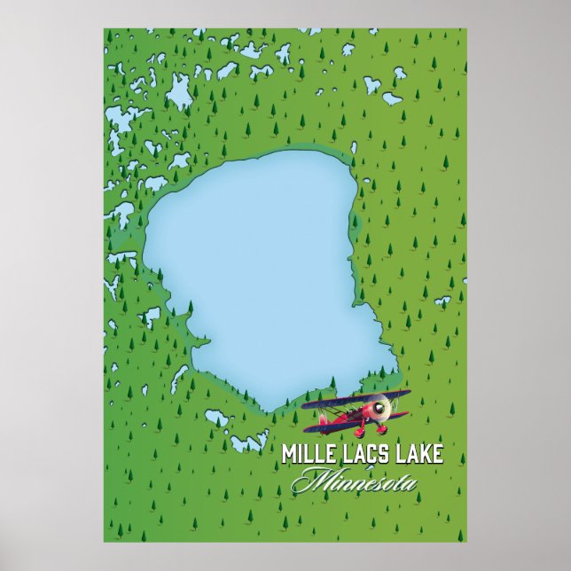 Poster mapa de viagem do lago mille lacs Minnesota. (Frente)