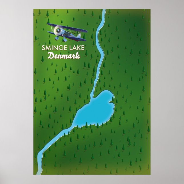 Poster Mapa de viagem do Lago Sminge Dinamarca (Frente)