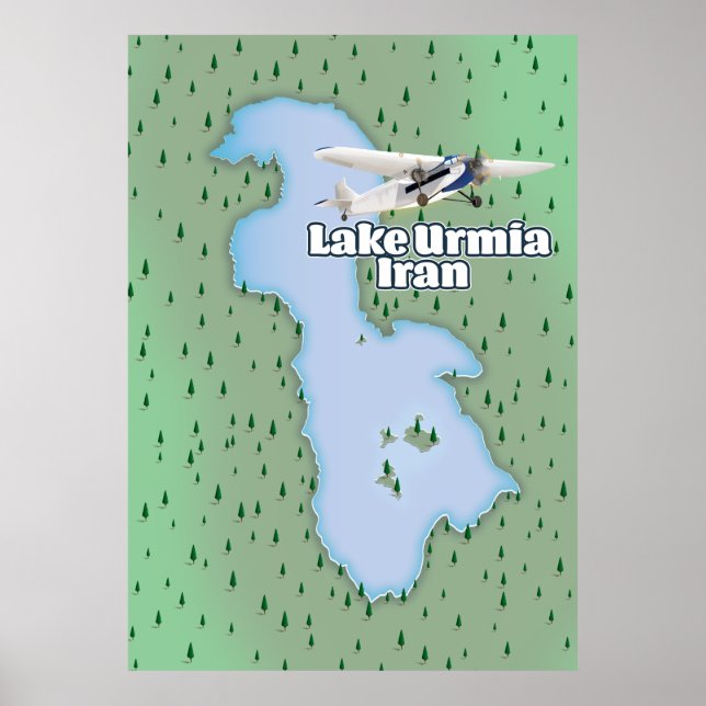 Poster Mapa de Viagem do Lago Urmia Iran (Frente)