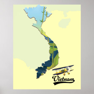 Poster Mapa de viagem do Vietnã