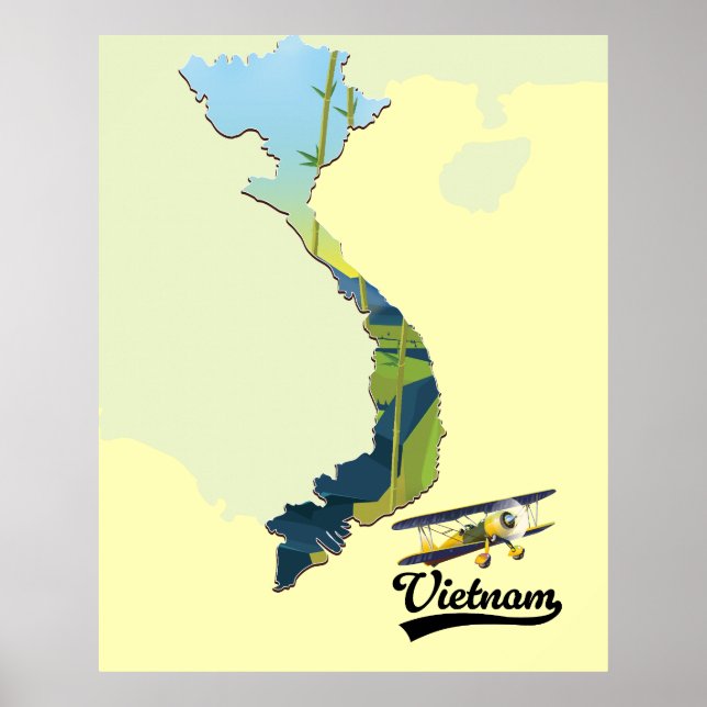 Poster Mapa de viagem do Vietnã (Frente)