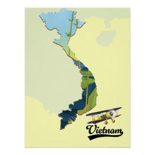 Póster Mapa de viagem do Vietnã