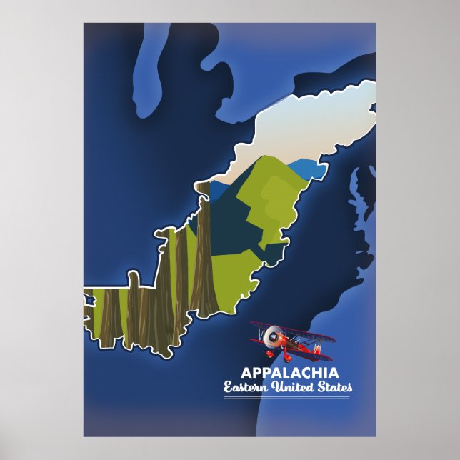 Poster Mapa de viagem dos Estados Unidos Oriental da Appa (Frente)