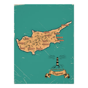 Póster Mapa de viagem ilustrado Chipre