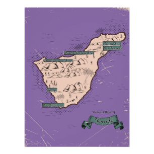 Póster Mapa de viagem ilustrado de Tenerife