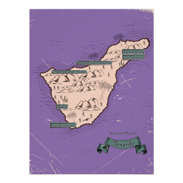 Póster Mapa de viagem ilustrado de Tenerife (Frente)