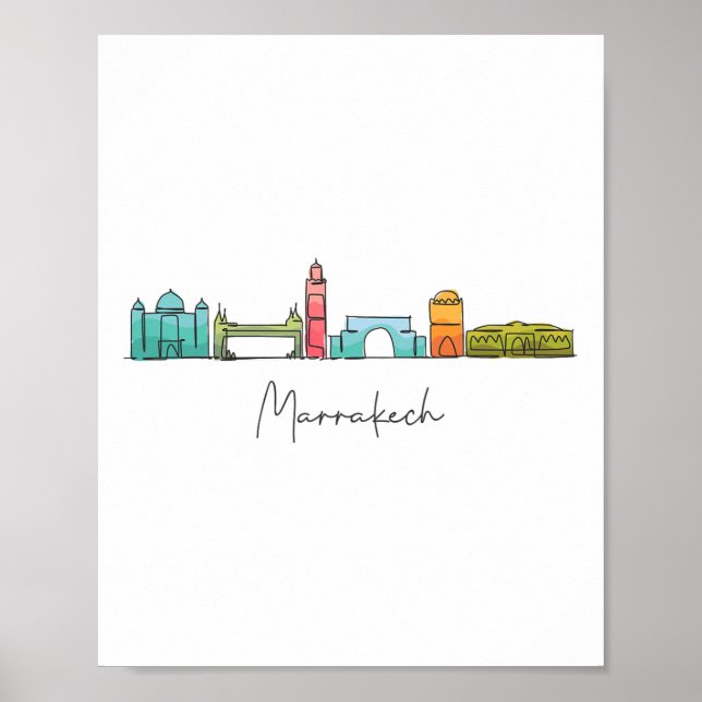 Poster Mapa de Viagem Marrocos Marrakesh Casablanca Tanji (Frente)