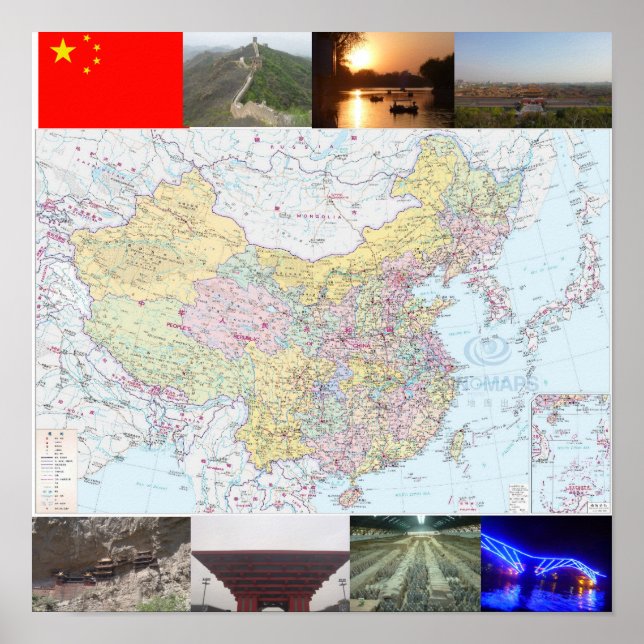 Póster Mapa de Viagem para a China de Jamie (Frente)