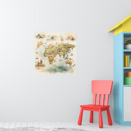 Poster Mapa de Viagens Aquarela