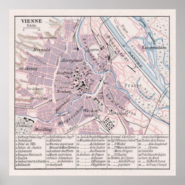 Poster Mapa de Viena da Áustria (1900) (Frente)