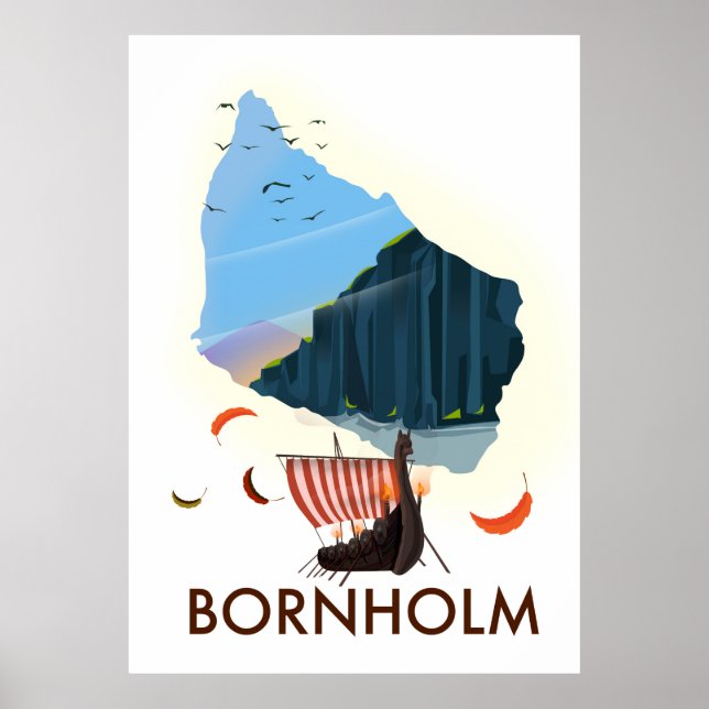 Poster Mapa de Viking da Ilha de Bornholm (Frente)