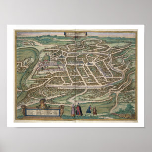 Póster Mapa de Vilnius, Lithuania, 'de Civitates Orbis T