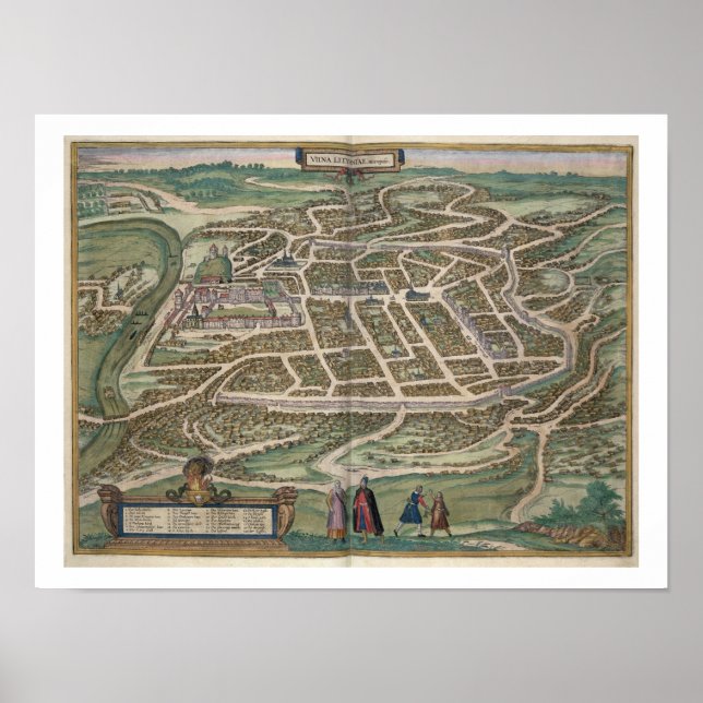 Póster Mapa de Vilnius, Lituânia, de Civitates Orbis T (Frente)