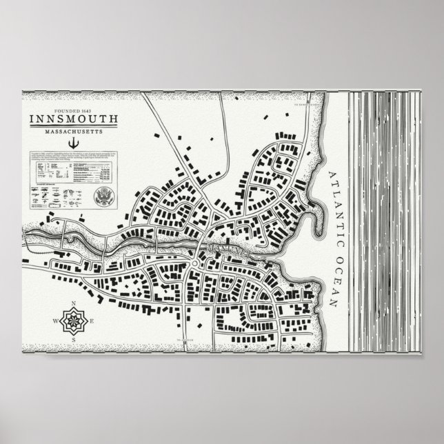 Poster Mapa de vinheta Innsmouth (Frente)
