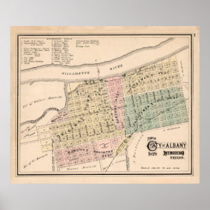 Poster Mapa de Vintage Albany, Oregon (1878)