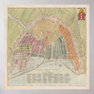 Poster Mapa de Vintage Amsterdam (1835)
