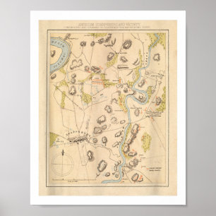 Poster Mapa de Vintage Antietam Battlefield (1864)