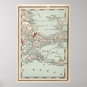 Poster Mapa de Vintage Cape Cod (1893)