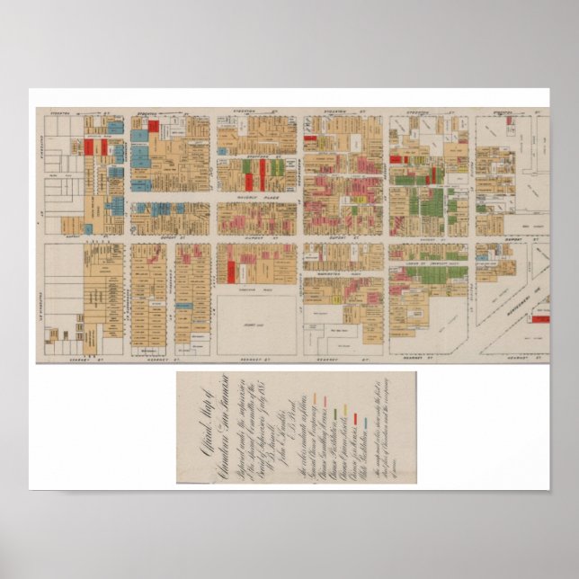 Póster Mapa de Vintage Chinatown San Francisco 1885 (Frente)