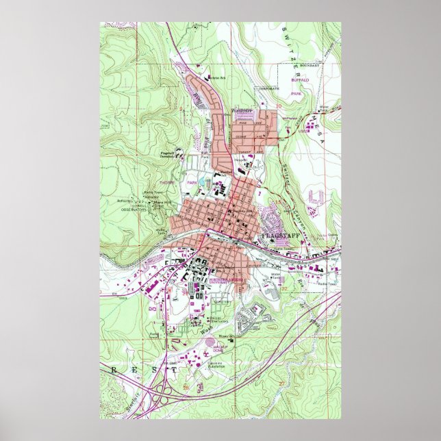 Poster Mapa de Vintage da Arizona de Flagstaff (1962) (Frente)