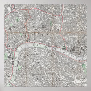 Póster Mapa de Vintage da cidade de Londres