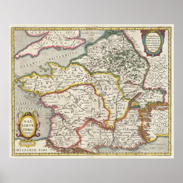 Póster Mapa de Vintage da França (1657) (Frente)