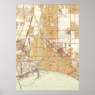 Poster Mapa de Vintage da Long Beach California (1949) 2
