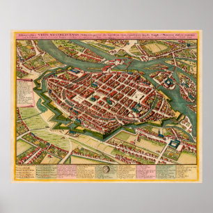 Poster Mapa de Vintage da Polônia Wroclaw (1752)