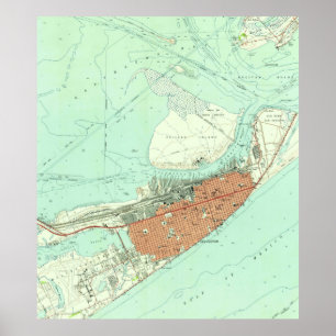 Póster Mapa de Vintage de Galveston Texas (1954) 3