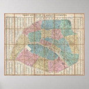 Póster Mapa de Vintage de Paris (1867)