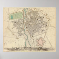 Mapa de Vintage de Parma Itália (1840)