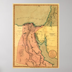 Poster Mapa de Vintage do Egito (1800)