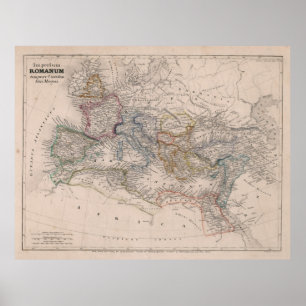 Poster Mapa de Vintage do Império Romano (1852)