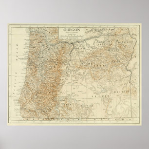 Poster Mapa de Vintage do Oregon (1911)