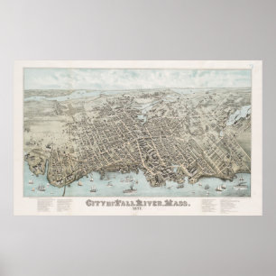 Poster Mapa de Vintage do Rio de outono de Massachusetts