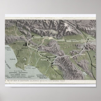 Poster Mapa de Vintage do Sul da Califórnia, de 1898, Can