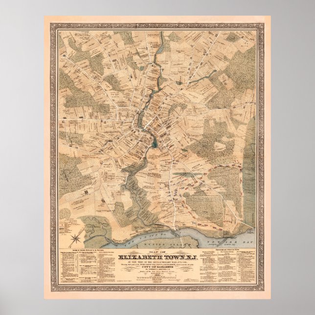 Poster Mapa de Vintage Elizabeth NJ (1879) (Frente)