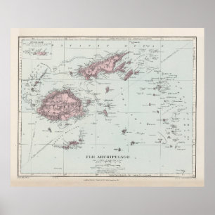 Poster Mapa de Vintage Fiji (1904)