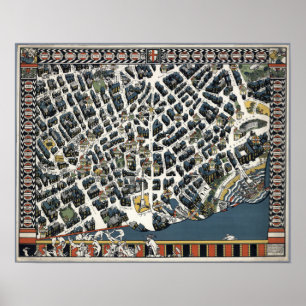 Poster Mapa de Vintage London Theatlanda 1915