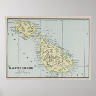 Poster Mapa de Vintage Malta (1901)