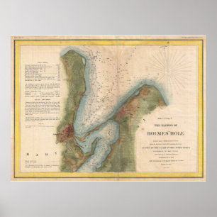 Poster Mapa de Vintage Martha's Vineyard Holmes Hole (184