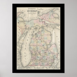 Poster Mapa de Vintage Michigan